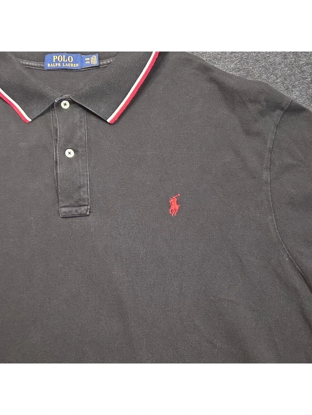 Polo Ralph Lauren Men's Polo Shirt 4XL Black Solid Cotton Knit Embroidered